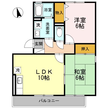 エトワール嵐山(2LDK/3階)の間取り写真
