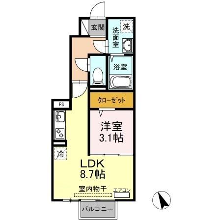 グランツ葛原(1LDK/1階)の間取り写真