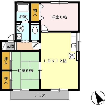 COZYCOURT B棟(2LDK/1階)の間取り写真
