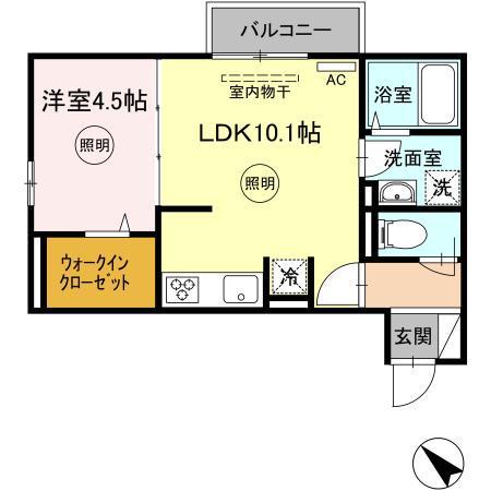 トレス若園館(1LDK/2階)の間取り写真