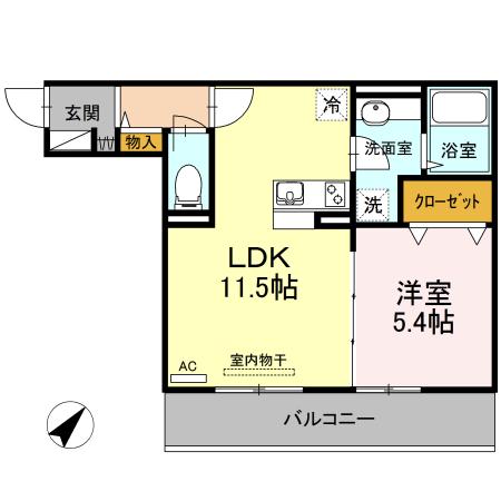 POLONIA MATSUBARAA棟(1LDK/3階)の間取り写真