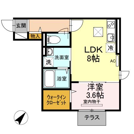 POLONIA MATSUBARAA棟(1LDK/1階)の間取り写真