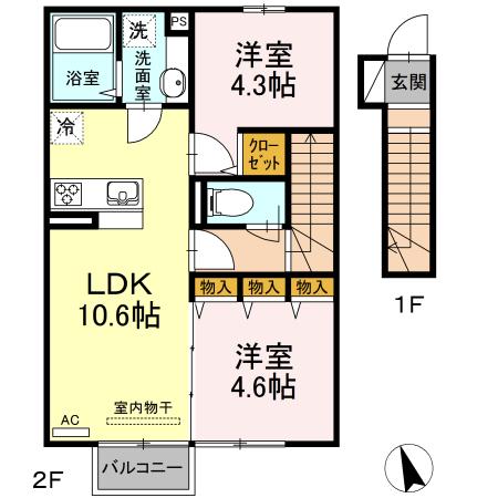 FOREST RIVER(2LDK/2階)の間取り写真