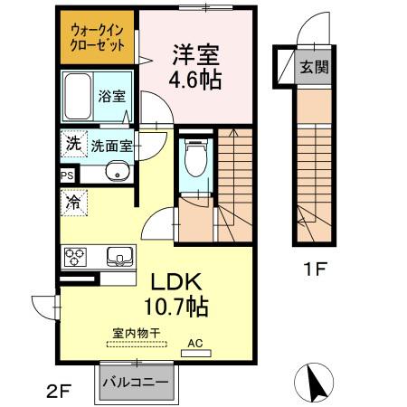 FOREST RIVER(1LDK/2階)の間取り写真