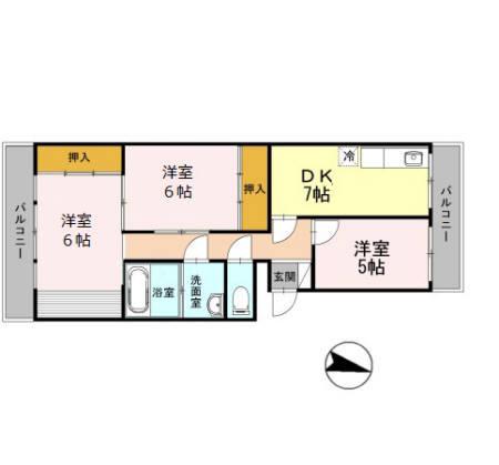 柏田ハイツ(3DK/1階)の間取り写真