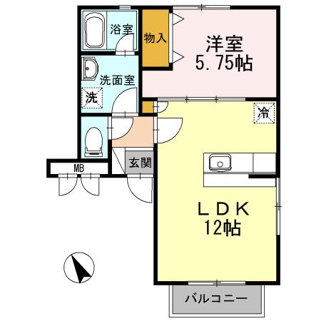 アールエムハイツ1(1LDK/2階)の間取り写真