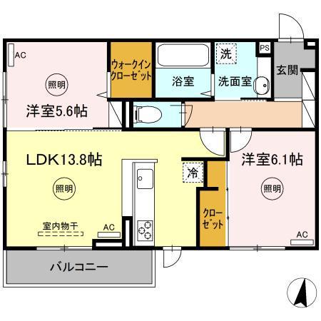 タウンコートカレラⅣ(2LDK/3階)の間取り写真
