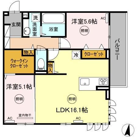 タウンコートカレラⅣ(2LDK/3階)の間取り写真
