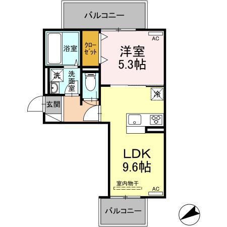 M・K・K神岳(1LDK/3階)の間取り写真