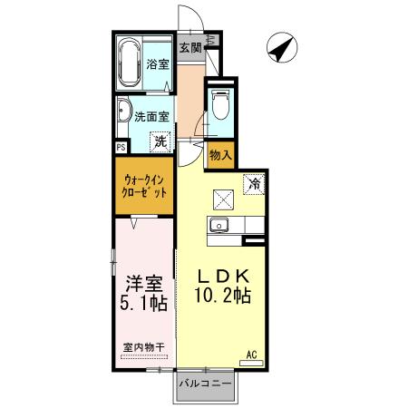 クラポンテMⅡ(1LDK/1階)の間取り写真