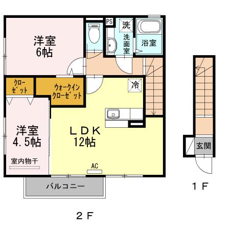 ザ スタンド ロック(2LDK/2階)の間取り写真