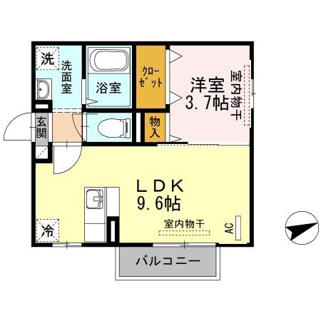 カズコートA(1LDK/1階)の間取り写真
