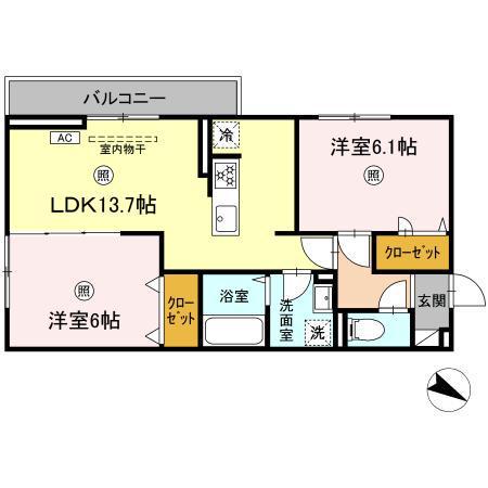 VIVABLE PALAIS(2LDK/3階)の間取り写真