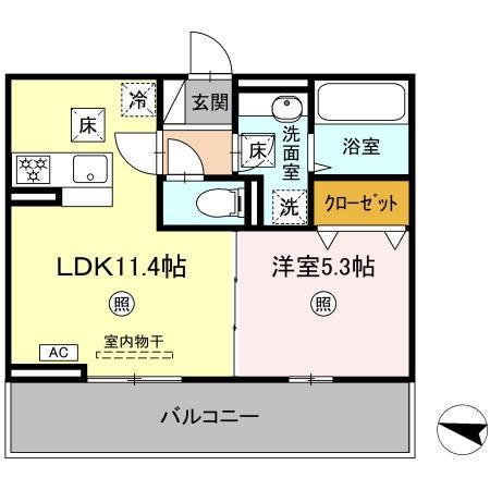 D-ROOM今町(1LDK/1階)の間取り写真
