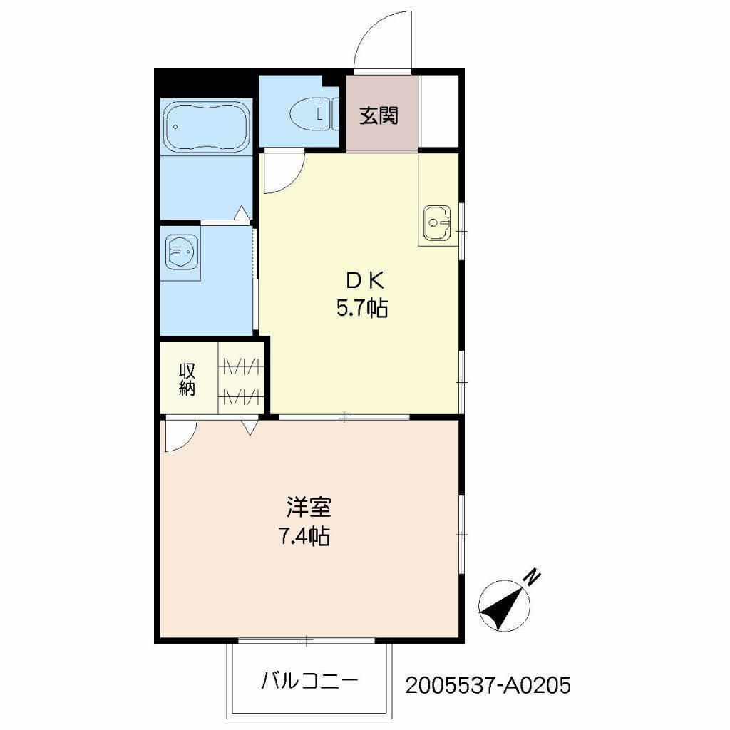 ドゥソレイユ21 A棟(1DK/2階)の間取り写真