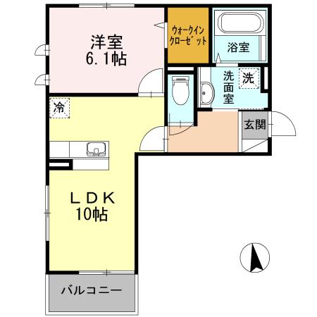 サニーウエスト(1LDK/3階)の間取り写真