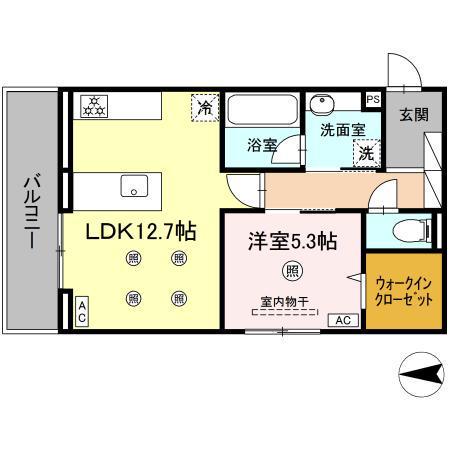DROOM八幡駅前(1LDK/2階)の間取り写真