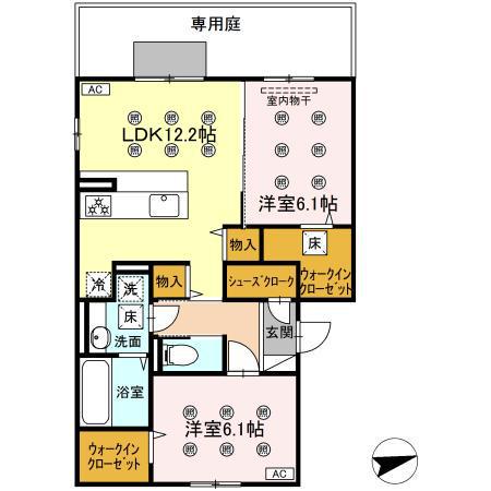 LA MAISON NAKAI(2LDK/1階)の間取り写真