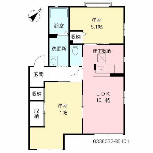 ディアス馬場山B(2LDK/1階)の間取り写真