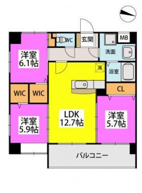 F・STAGE折尾(3LDK/4階)の間取り写真