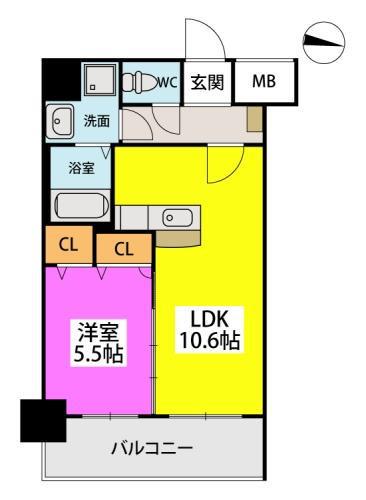 F・STAGE折尾(1LDK/1階)の間取り写真