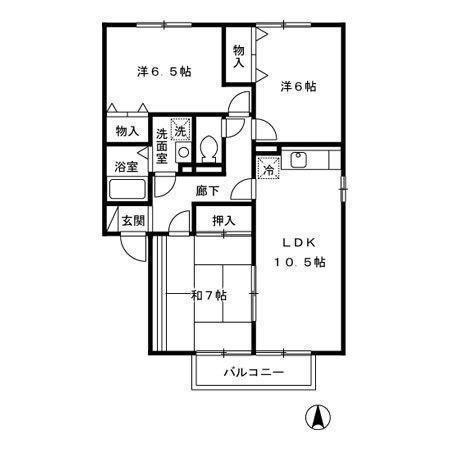 グランコンフォール(3LDK/2階)の間取り写真