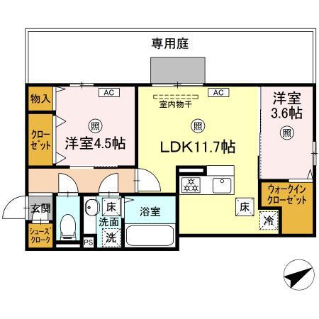 D-ROOM守恒II(2LDK/1階)の間取り写真