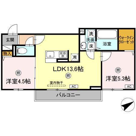 D-ROOM守恒II(2LDK/2階)の間取り写真