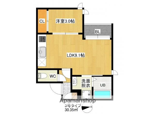REGALESTラフィエ(1LDK/3階)の間取り写真