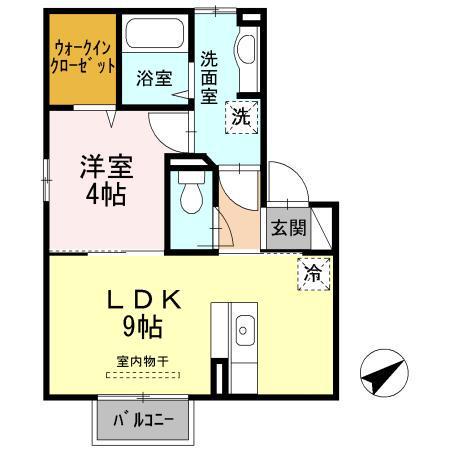 リバーサイド唐戸II(1LDK/2階)の間取り写真