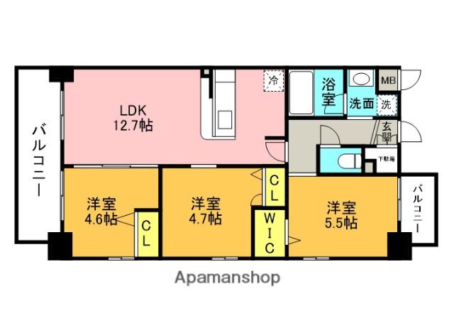 コンダクトレジデンスHIBIKINO(3LDK/3階)の間取り写真