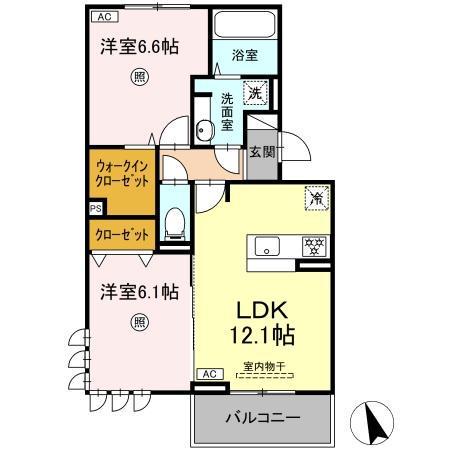 D-ROOM沢見(2LDK/3階)の間取り写真
