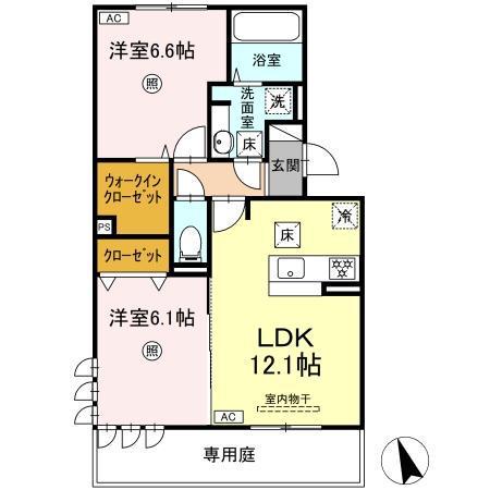 D-ROOM沢見(2LDK/1階)の間取り写真