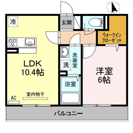 ソレール ヴィラ II A棟(1LDK/3階)の間取り写真