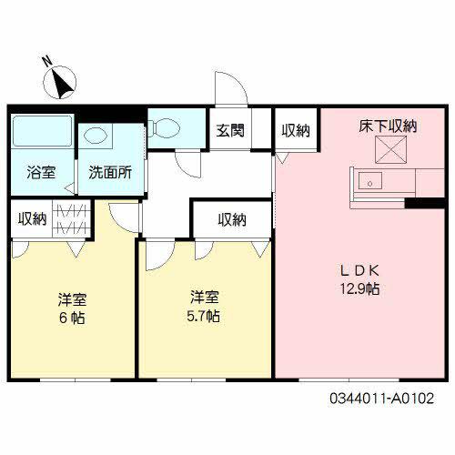 コリーヌ和 (2LDK/1階)の間取り写真