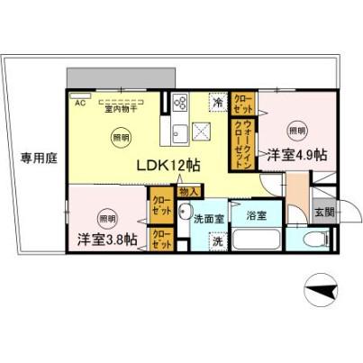 AURALEE足立(2LDK/1階)の間取り写真