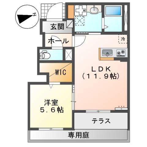 リオーネ富野(1LDK/1階)の間取り写真
