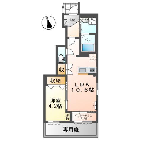 大里戸ノ上1丁目アパート(1LDK/1階)の間取り写真