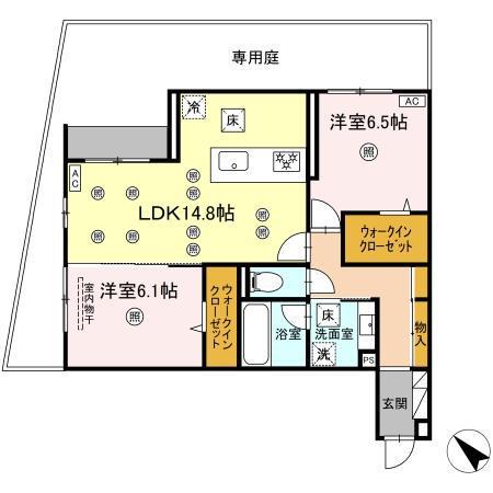 プラシード(2LDK/2階)の間取り写真
