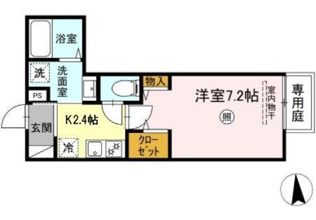 CARO(1K/1階)の間取り写真