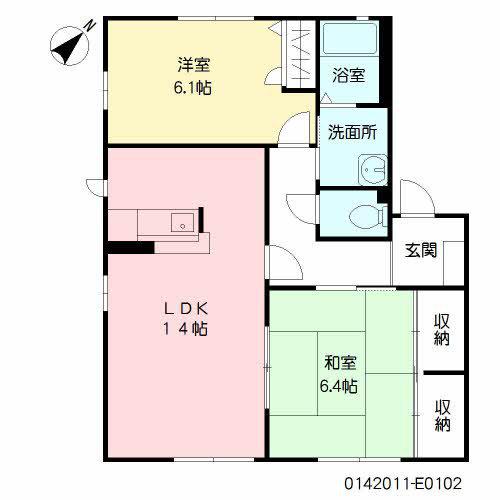 咲ら坂 E棟(2LDK/1階)の間取り写真
