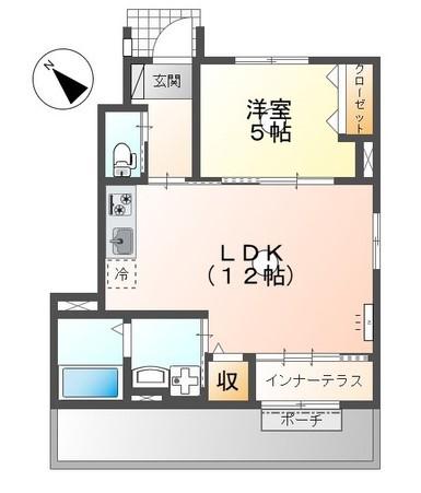 北区熊谷2丁目アパート(1LDK/1階)の間取り写真