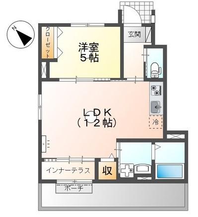 北区熊谷2丁目アパート(1LDK/1階)の間取り写真