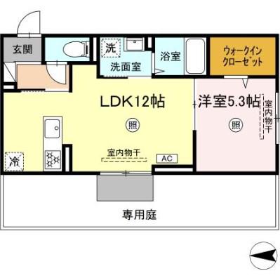 DーROOM本城東 A棟(1LDK/2階)の間取り写真