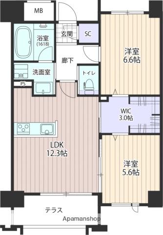 GRAN STELLA NAGAO(2LDK/13階)の間取り写真