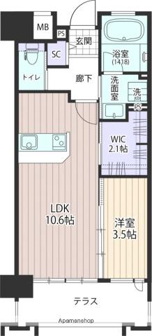 GRAN STELLA NAGAO(1LDK/5階)の間取り写真