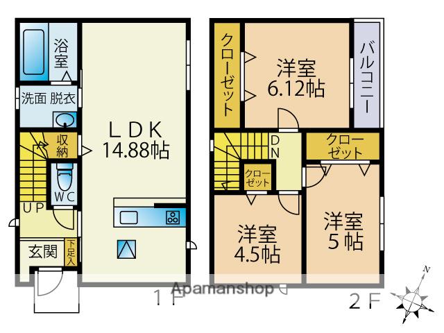 筑豊電気鉄道 永犬丸駅 徒歩11分 2階建 新築(3LDK)の間取り写真