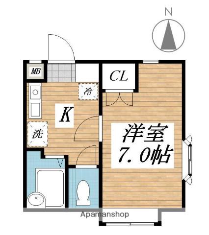 ルクール南鷹見(ワンルーム/1階)の間取り写真