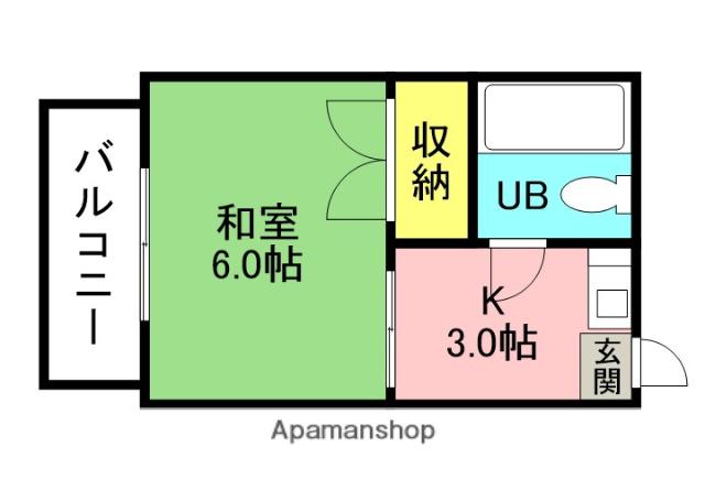 シャトー和桂美(1K/2階)の間取り写真