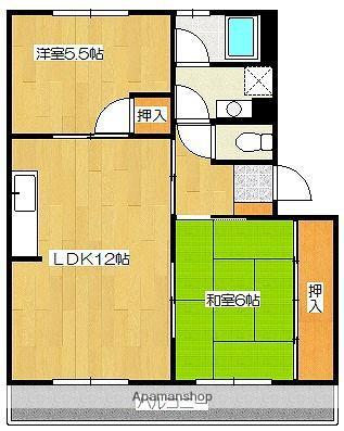 戸渡ハイツ(3DK/2階)の間取り写真